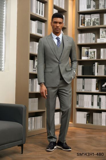 Stacy Adams Men's 3 Piece Hybrid Suit - Light Pattern