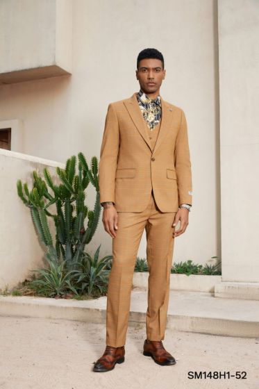 Stacy Adams Men's 3 Piece Hybrid Suit - Reversible Accent Vest 