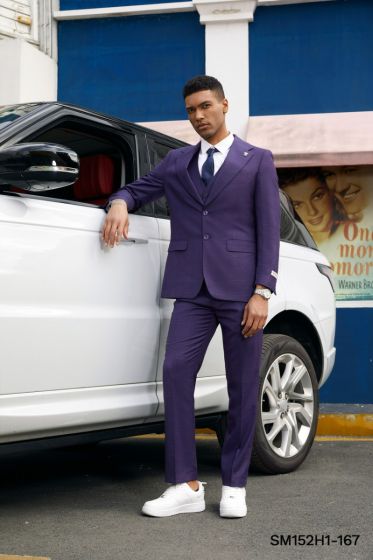 Stacy Adams Men's 3 Piece Hybrid Suit - Glen Check Pattern