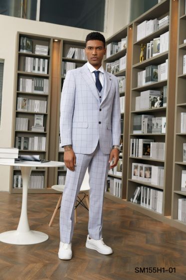Stacy Adams Men's 3 Piece Windowpane Suit - Hybrid Fit main image 0