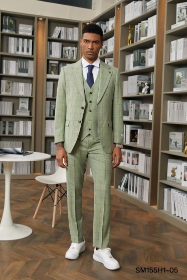 CCO Men's Outlet 3 Piece Hybrid Suit - Windowpane Pattern
