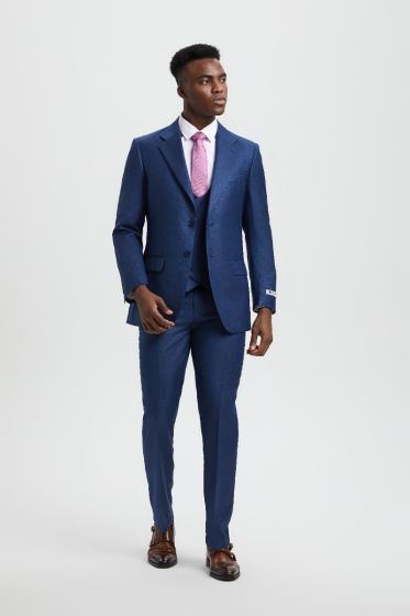 CCO Men's Outlet 3 Piece Executive Slim Suit - Textured Solid