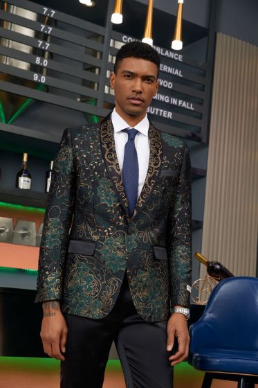 Stacy Adams Men's Hybrid Fit Sport Coat - Golden Floral Pattern