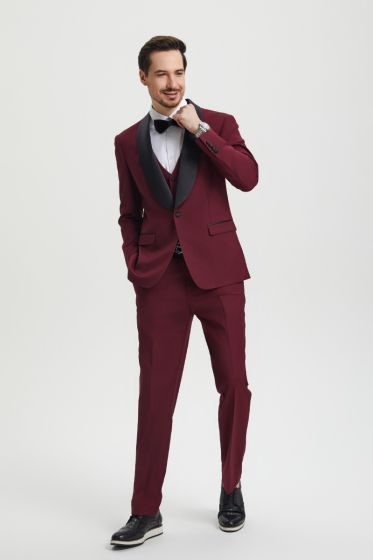 Stacy Adams Men's 3 Piece Tuxedo - Shawl Lapel