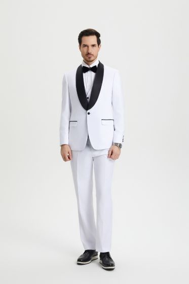 Stacy Adams Men's 3 Piece Tuxedo - Flat Front Pants