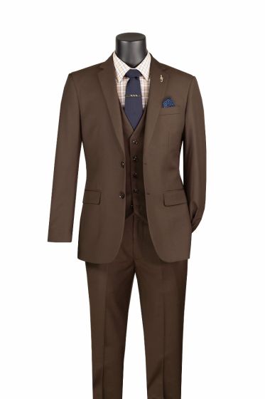 Brown Mens Slim Fit Suits 3 Piece Suits for Men
