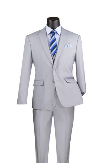 CCO Men's Outlet 3 Piece Slim Fit Executive Style Suit - Flat Front Pants
