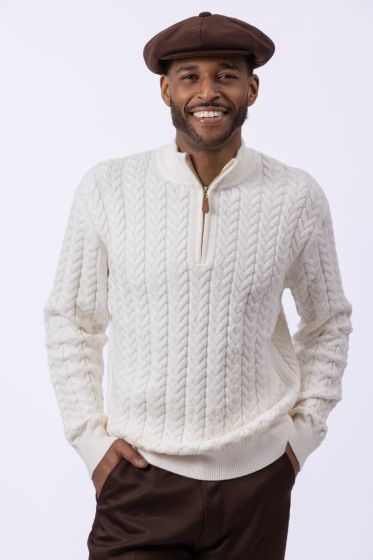 Ivory Men's Quarter Zip Sweater