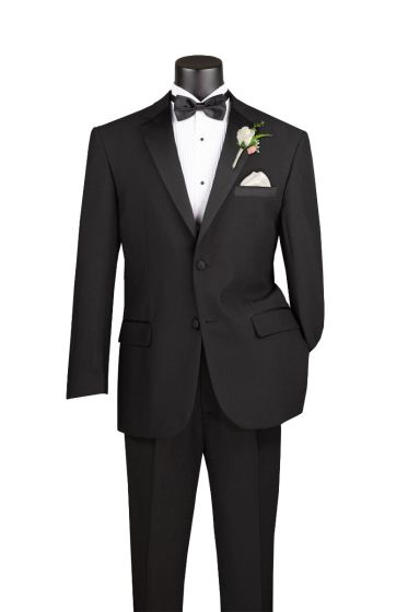 Vinci Men's 2 Piece Poplin Tuxedo - Satin Trim and Buttons