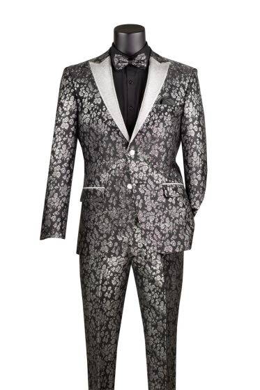 Vinci Men's 2 Piece Wool Feel Slim Fit Tuxedo - Floral