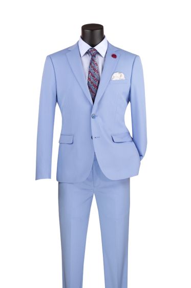 Vinci Men's 2 Piece Wool Feel Ultra Slim Fit Suit - Classic Business