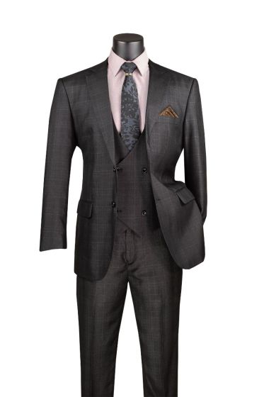 CCO Men's Outlet 3 Piece Executive Suit - Classic Glen Plaid