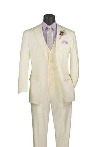 CCO Men's 3 Piece Wool Feel Outlet Suit - Flat Front Pants