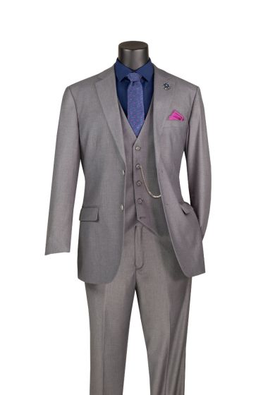 Medium Grey Mens Suit 3 Piece Suit Notch Lapel Extra Long Sizing
