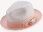 Montique Men's Fashion Straw Fedora Hat - White Accent