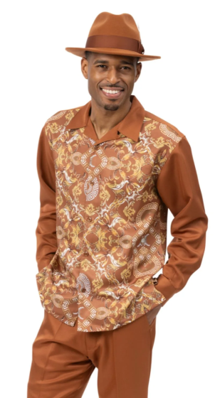 Caramel Montique Men's Luxury Baroque Pattern
