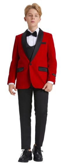 CCO Boy's Outlet 5 Piece Suit with Shirt & Tie - Velvet Suit