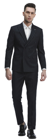CCO Men's Outlet 2 Piece Skinny Fit Suit - Light Pinstripe