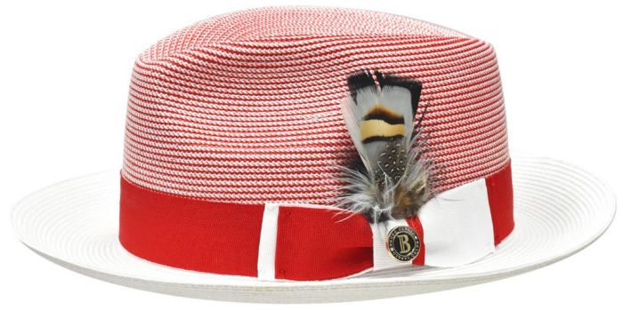 Bruno Capelo Men's Fedora Style Straw Hat - Vibrant Two Tone