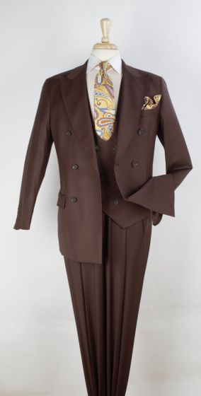 Apollo King Men's 3pc 100% Worsted Wool Suit - Double Breasted