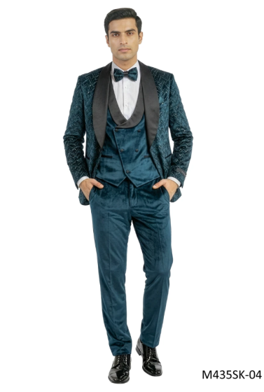 Teal Suit Velvet Suits Slim Fit Suits for Men