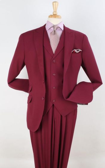 Apollo King Men's 3pc 100% Wool Fashion Suit - Stylish Peak Lapel