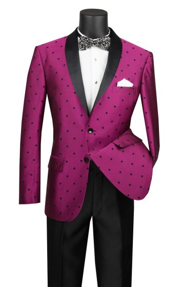 Vinci Men's 2 Piece Slim Fit Suit - Fancy Polka Dot
