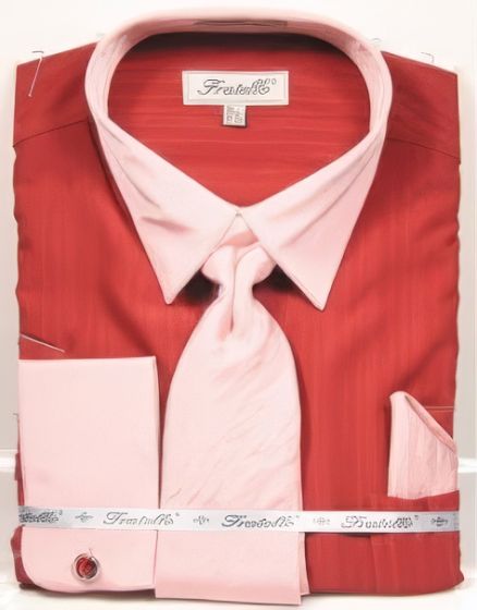 Fratello Men's French Cuff Dress Shirt Set - Accented Two Tone