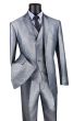 Vinci Men's 3 Piece Modern Fit Suit - Slanted Fashion Vest