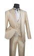 Vinci Men's 3 Piece Sharkskin Slim Fit Suit - Paisley Vest