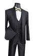 Vinci Men's 3 Piece Sharkskin Slim Fit Suit - Paisley Vest