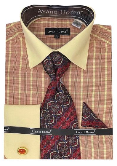 Red Men Shirts Windowpane Plaid Fabric