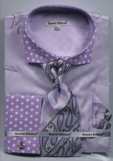 DANIEL ELLISSA PINSTRIPED ALL OVER BODY FRENCH CUFF SHIRT DS3827P2 BLUE main image 1