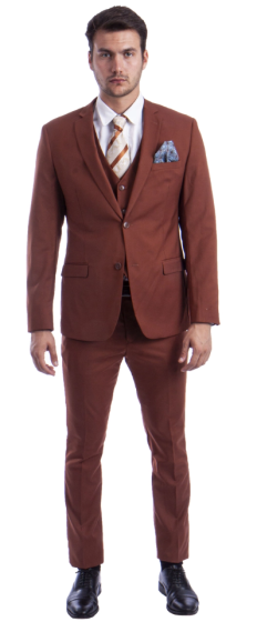 CCO Men's Outlet 3 Piece Skinny Fit Suit - Notch Lapel