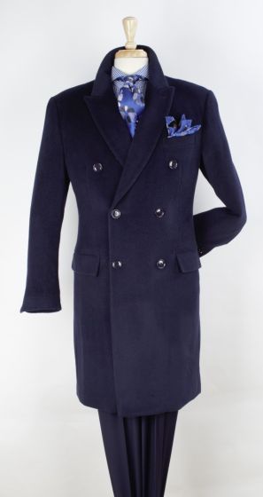 Veno Giovanni Men's Outlet 100% Wool 3/4 Length Length Top Coat - Bold Colors