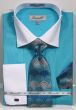 Fratello Men's French Cuff Dress Shirt Set - Textured Two Tone