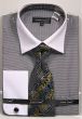 Avanti Uomo Men's French Cuff Dress Shirt Set - Herringbone