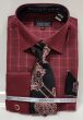 Burgundy Men Shirts Windowpane Plaid Fabric