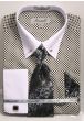Fratello Men's 100% Cotton French Cuff Dress Shirt Set - Varied Patterns w/ Collar Bar