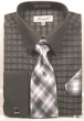 Fratello Men's Outlet French Cuff Dress Shirt Set - Two Tone Windowpane