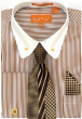 Karl Knox Men's French Cuff Shirt Set - Stripe Pattern