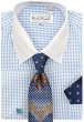 Karl Knox Men's French Cuff Shirt Set - Checkered Pattern