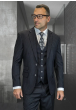Statement Men's Outlet 100% Wool Pinstripe 3 Piece Suit - Notch Lapel