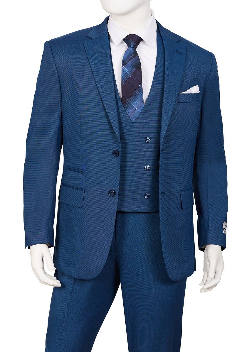 Vittorio St Angelo Men's Outlet 3 Piece Suit - Double Breasted Vest