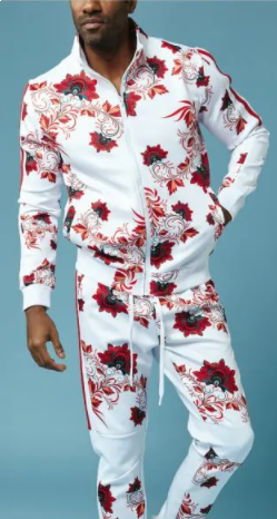 Stacy Adam's Men's 2 Piece Athletic Walking Suit - Flower Accents