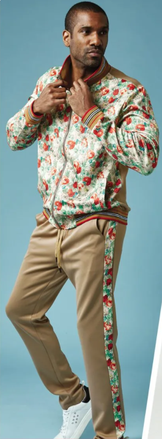 Stacy Adam's Men's 2 Piece Athletic Walking Suit - Floral Accents