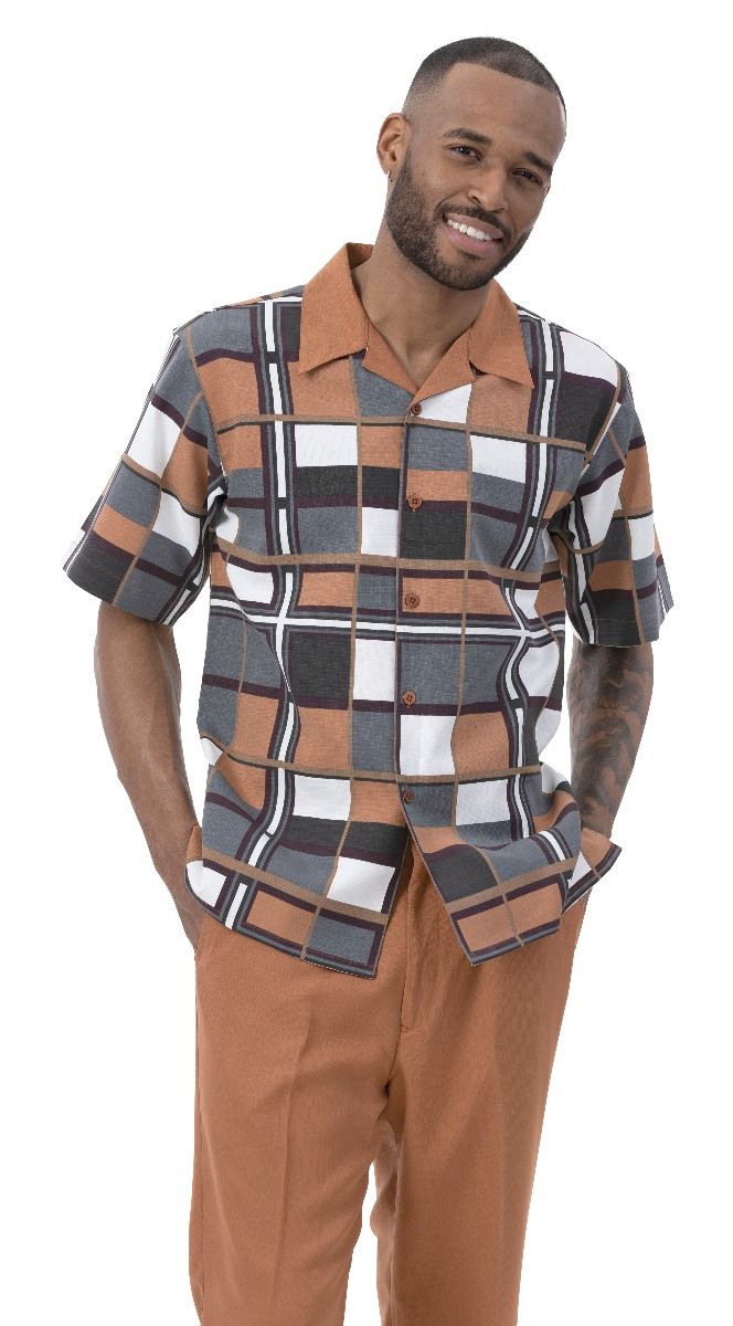 Montique Men's 2 Piece Walking Suit - Multi Tone Checker