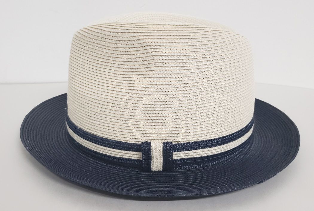 Capas Men's Fedora Style Straw Hat - Pinch Front Two Tone