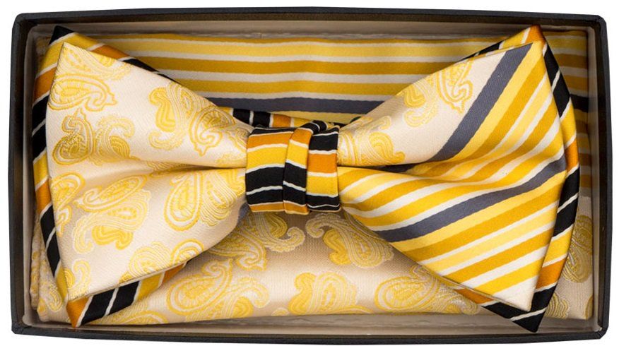 Karl Knox Men's Square End Bow Tie Set - Stylish Stripe Design