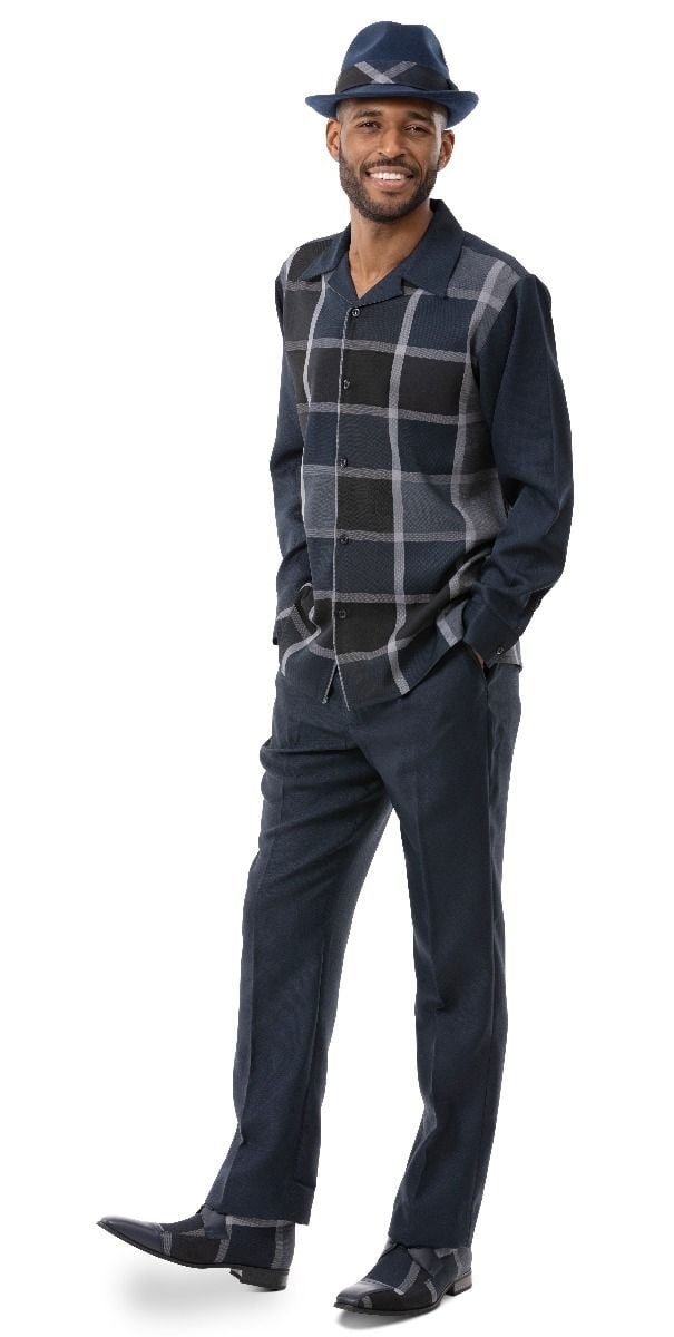 Montique Men's 2 Piece Long Sleeve Walking Suit - Bold Windowpane